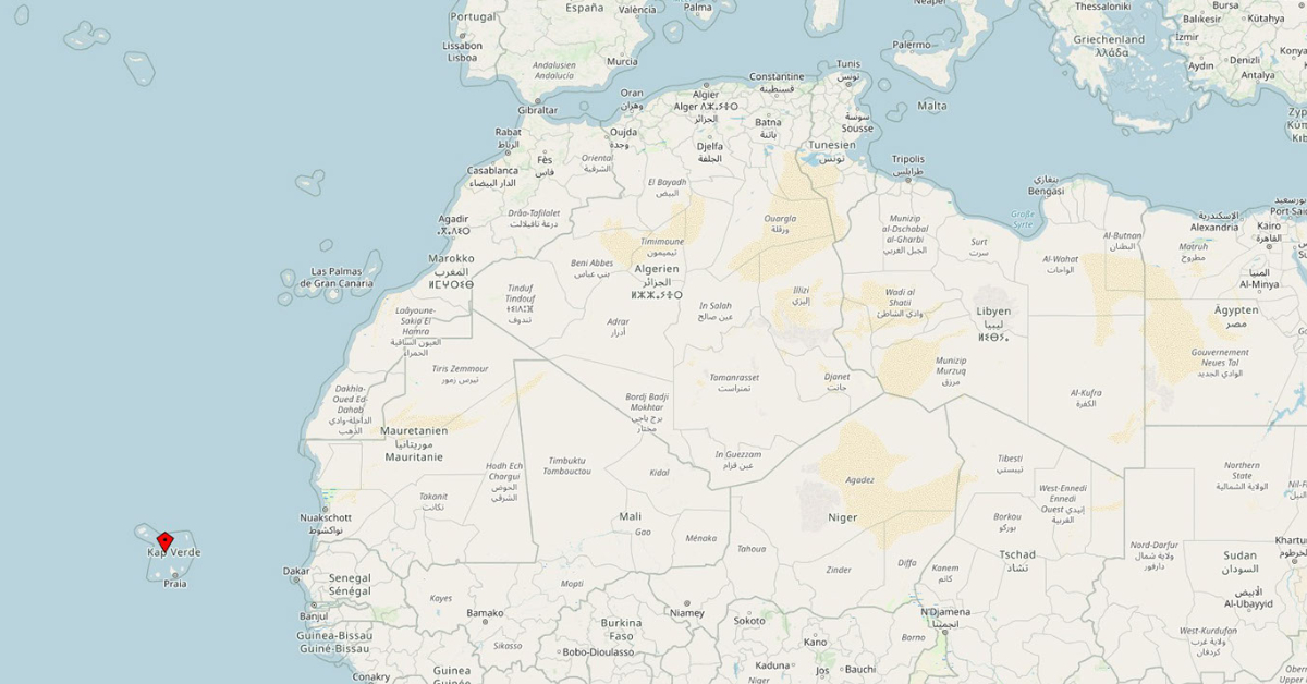 Map showing the location of Cape Verde