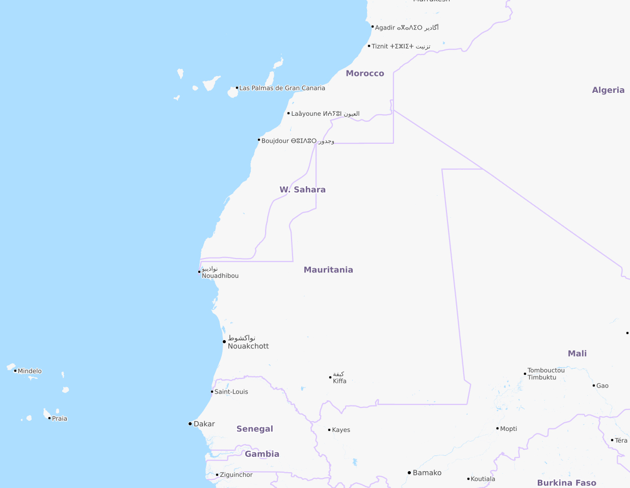 Mauritânia. © OpenStreetMap contributors Mauritânia. © OpenStreetMap contributors