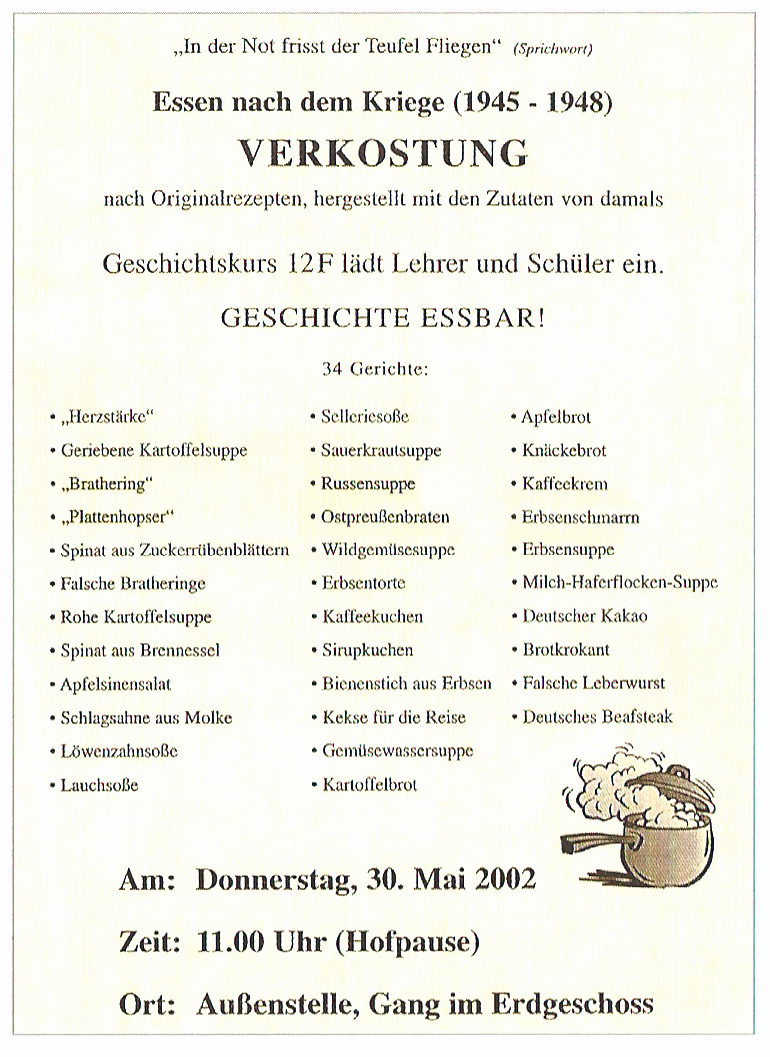 schulmauern erzählen essen nach dem krieg plakat